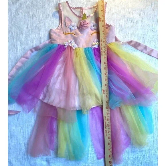 Sunny Fashion Girls Dress Unicorn Rainbow Tulle Pageant Princess Party -Size 5 T - Picture 10 of 16